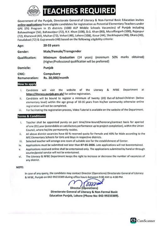 Literacy Department Jobs 2026 Advertisement