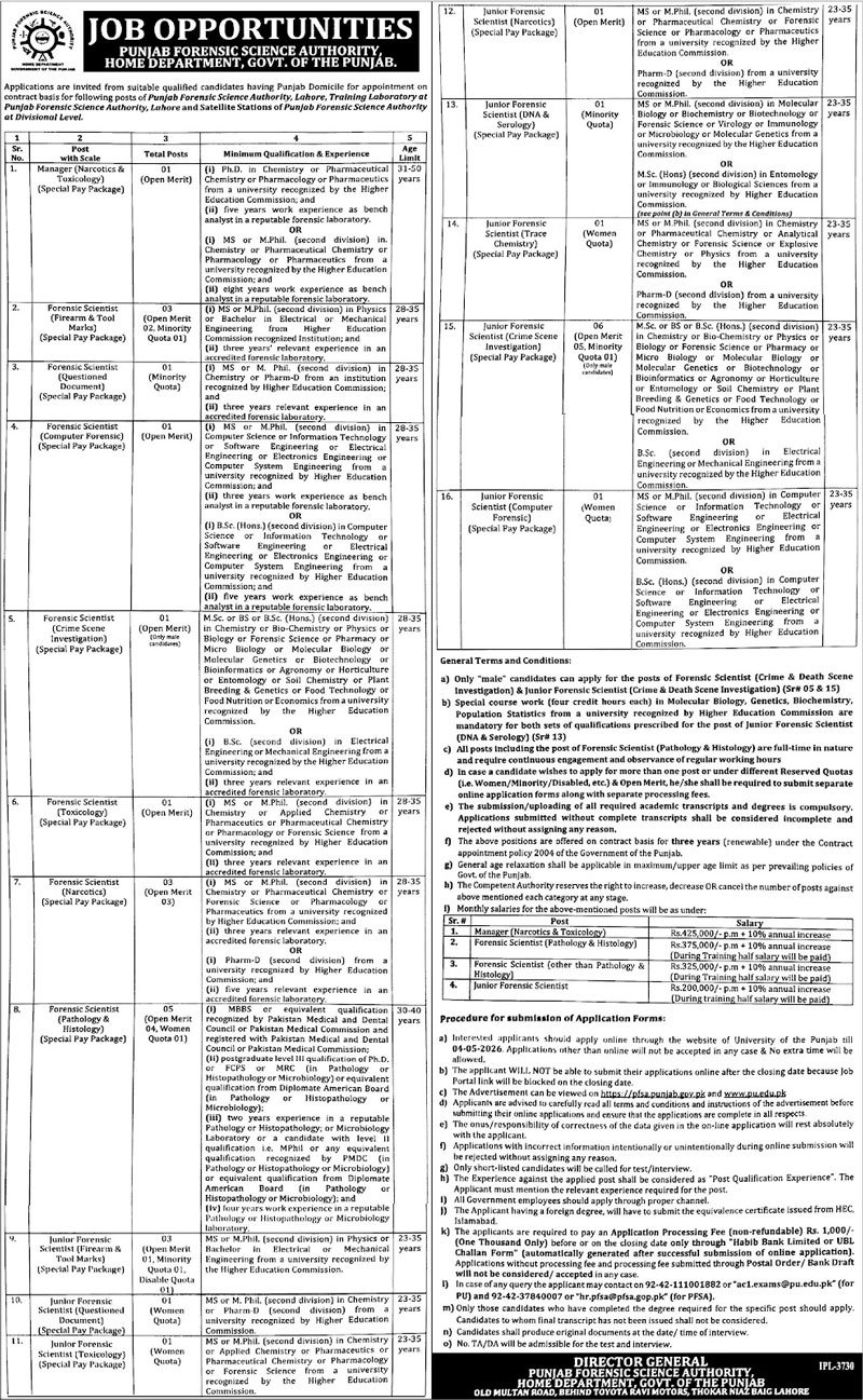 PFSA Jobs 2026 Advertisement