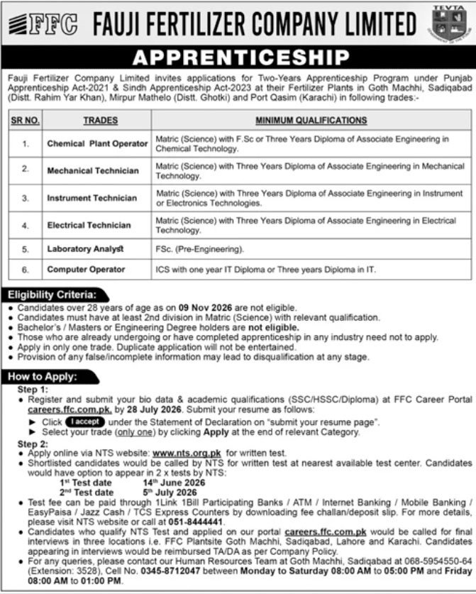 FFC Apprenticeship 2026 Advertisement 