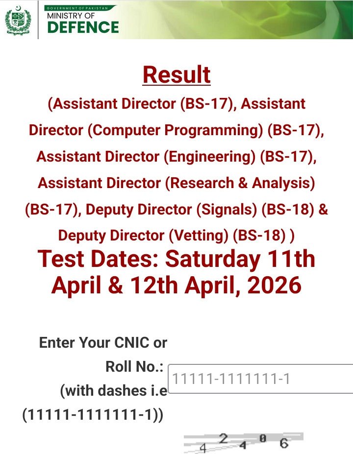 MOD Result 2026 Merit List By CNIC